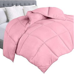 Utopia Bedding Quilt - Quilted Comforter with Corner Tabs - Box Stitched Alternative Comforter (Queen, Pink)