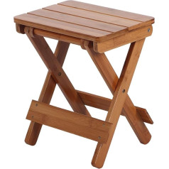 Natudeco Folding Stool Folding Chair Portable Outdoor Stool Square Fishing Chair Simple Shower Stool Bamboo Stool for Fishing Park Trips