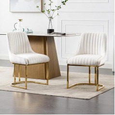 Wahson Office Chairs Wahson Dining Room Chairs Set of 2 Velvet Kitchen Chairs with Gold Metal Frame Upholstered Chair with Backrest for Dining Room/Living Room, White