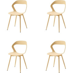 Hjhomeheart Modern Dining Chair Set of 4 Kitchen Chairs with Metal Legs Scandinavian Style Office Chair Hollow Back Design (Yellow+Yellow)