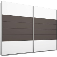 Rauch Möbel Barcelona Schrank Kleiderschrank Schwebetürenschrank 2-türig, Weiß / Lavagrau, BxHxT 226x210x62 cm