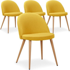 Menzzo Maury Upholstered Chairs, Fabric, Yellow, L51 x D56 x H75 cm, Seat Area H46 cm