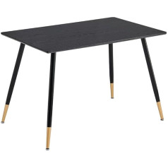 Meuble Cosy Rectangular Dining Table Kitchen Table Retro Industrial Dining Room Table for 4 People Table Steel Frame Black + Gold 110 x 70 x 75 cm Metal Frame