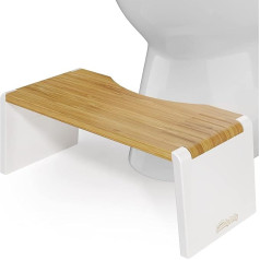 Squatty Potty Stockholm Folding Bamboo Toilet Stool, 7 Inch Collapsible, Brown and White