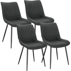 Woltu Set of 4 Dining Room Chairs, Kitchen Chair, Cushioned Chair, Design Chair, with Backrests with Fabric Seat and Metal Frame