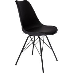 SAM Lerche Scandinavian-Style Dining Chair with Integrated Faux Leather Seat Cushion, Black Metal Legs