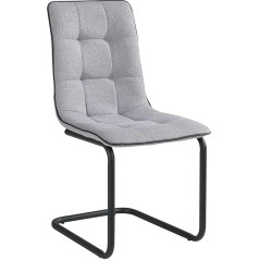 Home4You Dining Room Chair – Grey – Microfibre – Metal Frame – Swing Chair Kitchen Chair Cantilever Upholstered Chair