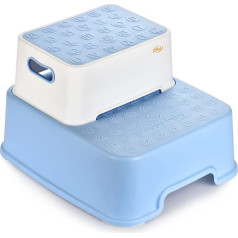 Qhyk Step Stool, Two-Tier Step Stool for Children, Separable Separate Use, Robust Non-Slip for Toilet Training, Brushing Teeth, Washing Hands, Blue