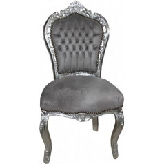 Casa Padrino Baroque Dinner Chair Grey/Silver - Antique style furniture