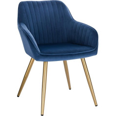 Lestarain 1 Piece Dining Chair, Kitchen Chair, Living Room Chair, Seat Made of Velvet Upholstered Chair with Armrests, Metal Legs, Upholstered Chair for Dining Room, Living Room, Kitchen, 3 Colours