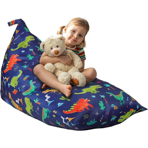 Decalsweet Dinosaur Storage Bean Bag Children Foldable Extra Large Toy Stuffed Toy Storage for Girls Boys Bean Bag Chair Cover for Storage Children's Room (Bag Only)