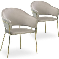 Menzzo Ulrick Upholstered Chair, Metal, Taupe, L60.5 x D59 x H83 cm