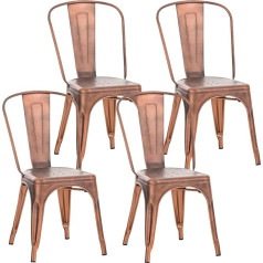 CLP Benedikt Set of 4 Metal Chairs, Stackable, with Seat Height 44 cm, Colour: Copper