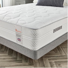 Bed Centre Single Mattress 28cm Deep Medium Firm Memory Foam Pocket Spring Mattress 7 Zones Comfort and Support Alovera Single Mattress for Kids and Adults 90 x 190 cm
