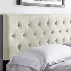 Lucid Upholstered Headboard, 90 cm and 80cm Bed, Height Adjustable from 85 cm to 115 cm Diamond Quilting, Pearl / White