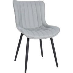 CLP Largo Visitor's Chair, Velvet, Faux Leather, Dining Room Chair with Metal Frame, Colour: Grey, Material: Faux Leather