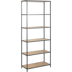 Ac Design Furniture Jörn Bookcase with 5 Shelves in Wild Oak Effect / Black Living Room Furniture W 77 x H 185 x D 35 cm
