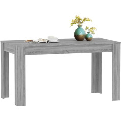 Tidyard Dining Room Table Kitchen Table Wood Material Grey Sonoma 140 x 74.5 x 76 cm