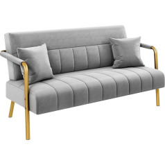 Yaheetech Loveseat Upholstered Sofa with Armrests & Legs Modern Two Seater Sofa with 2 Lumbar Cushions for Living Room / Bedroom