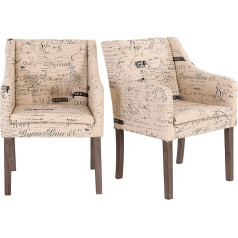 Raburg Willow Lounge Chairs Set of 2 in Beige Script - Chesterfield Design, XXL Dining Room + Living Room Chairs with Fabric Cover & Quilting, Ergonomic, Elegant & Comfortable, Maximum Load 150 kg