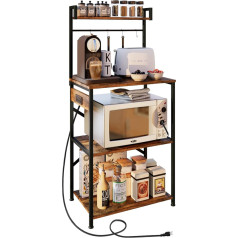 ‎Oirboeus OIRBOEUS Baker's Rack with Socket, Microwave Stand with Storage, 5 Tiers, Coffee Bar Station, Microwave Rack, Kitchen Shelf, Rustic Brown