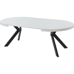 Vente-Unique KOMONI Dining Table for 4 to 8 People - Extendable - MDF & Steel - White Painted & Black