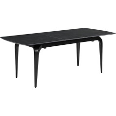 Mr. Deko Piacenza Dining Table Extending Table Dark Grey 160/200 x 90 x 77 cm Indoor Table Top Made of Sintered Stone Space for up to 6 People Black Table Frame