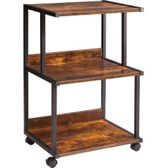 Ibuyke Printer Stand with Shelf, 3-Tier Printer Table with Wheels, Printer Cart for Home, Office, Rolling Cart Stand for Heat Press, Microwave and Mini Refrigerator TPS001H