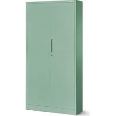 Jan Nowak C001 Office Cabinet Metal Cabinet Steel Cabinet Storage Cabinet Powder Coated 4 Adjustable Shelves Lockable 185 cm x 90 cm x 40 cm (Pastel Green)