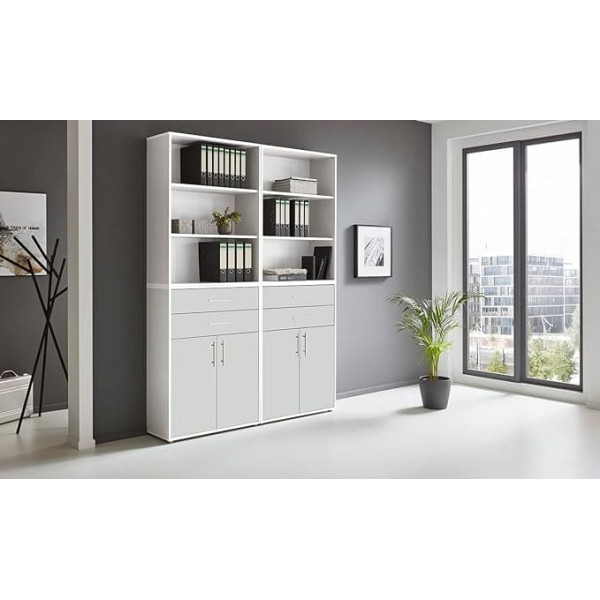 Bmg Möbel Office Edition Set 20 Filing Cabinet with Metal Handles Made in Germany (White Matte)