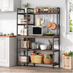 Tribesigns Baker's Rack with Storage Hutch for Kitchen, Microwave Stand, 5-Tier Kitchen Shelf, Kitchen Organization and Storage for Kitchen, Living Room