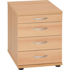 Möbelpartner Manni Office Container, Saperberg Beech, Approx. 41.6 x 50.0 x 53.4 cm (W x D x H)