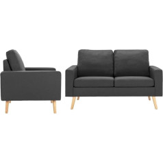 Liangdonfc Mode-Sofa, Salonsitzmöbel2-tlg. Sofagarnitur Stoff DunkelgrauGeeignet für Cafe, Garten, Wohnzimmer