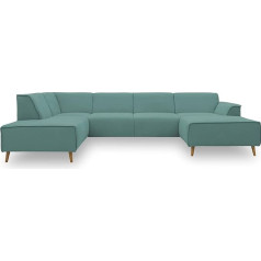 Domo. Collection Domo Collection Jules Wohnlandschaft, Scandinavian Sofa with Spring Core, U-shaped Couch, Mint, 191 x 333 x 159 cm