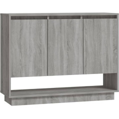 Vidaxl Sideboard with 3 Doors, Chest of Drawers, Sideboard, Side Cabinet, Multi-Purpose Cabinet, Standing Cabinet, Sonoma Oak, Grey, 97 x 31 x 75 cm, Wood Material