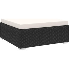 Vidaxl Footstool with Cushion Garden Furniture Lounge Furniture Footstool Footrest Footstool Garden Stool Poly Rattan Black 70 x 70 x 26 cm
