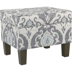 Homepop Home Decor | K7646-A750 | Padded Modern Rectangular Storage Ottoman | Hinged Lid with Storage for Living Room and Bedroom, Suri Blue