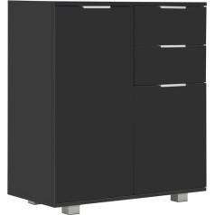 Vidaxl Sideboard with 2 Drawers 2 Doors Sideboard Side Cabinet Standing Cabinet Multi-Purpose Cabinet High Gloss Black 71 x 35 x 80 cm Wood Material