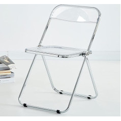 Aoforce Acrylic Folding Chairs Luxurious Modern Transparent Folding Chair Stackable Crystal Seat Living Room Seat Chrome Frame Accent Side Chair for Indoor Use (Color : White)