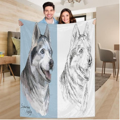 Ririx Überwurfdecke mit sibirischem Husky, für Bett, Couch, Sofa, Stuhl, Camping und Reisen, leichte Decke, Größe L (203 x 152 cm)