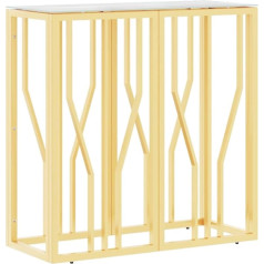 Makastle Konsolentisch Flurtisch Dekotisch Wohn- und Schlafzimmer Standregal Beistelltisch Sofatisch Eingangstisch hinter Sofa, Golden 70x30x70 cm Edelstahl und Glas