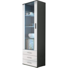 Furniture24 SOHO S1 Display Cabinet with Blue LED Lighting Storage Cabinet Living Room Cabinet Grey / White High Gloss