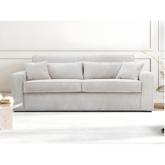 Vente-Unique - Sofa 4 seater - with mattress - fabric - cream - lying surface 160 cm - mattress 14 cm - MONDOVI
