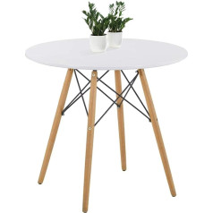 Goldfan Round Dining Table Wood Dining Table White Round Modern Wooden Table 80 cm Kitchen Table for Living Room Dining Room Kitchen