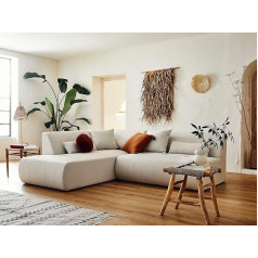 Lisa Design - Onyx - Modular Corner Sofa Left 5 Seater - Fabric - Beige