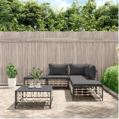 Whopbxgad Living Room Furniture Sets,Couch Sets for Living Room,Sofa Bed,6-TLG. Garten-Lounge-Set mit Kissen Anthrazit Poly Rattanmodular Sofa,modular Couch,Outdoor Patio Furniture,