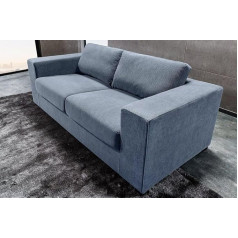 ‎Lebenswohnart LEBENSwohnART Nice Lounge Sofa 220 cm Blue Cord Spring Padding 3-Seater Couch