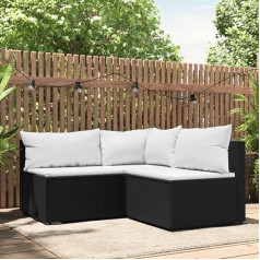 Whopbxgad Living Room Furniture Sets,Couch Sets for Living Room,Sofa Bed,3-TLG. Garten-Lounge-Set mit Kissen Schwarz Poly Rattanmodular Sofa,modular Couch,Outdoor Patio Furniture,