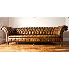 Jvmoebel XXL Big Sofa Couch Chesterfield 245 cm Cushion Sofas 4 Seater Leather Textile #318
