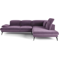 Siblo Deli Plus Collection Corner Sofa - Large Couch L Shape 5 People for Living Room - Elegant Upholstered Sofa - L Sofa Corner Couch - Sofa 5-Seater - 293 x 197 x 83 cm - Purple - Right Corner